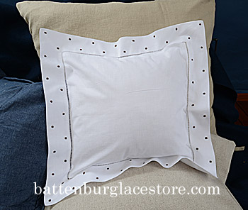Square Pillow. Brown color Swiss style Polka dot.12SQ pillow